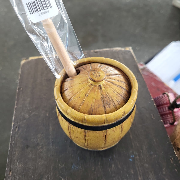 Barrel Honey Pot w/ lid, bowl