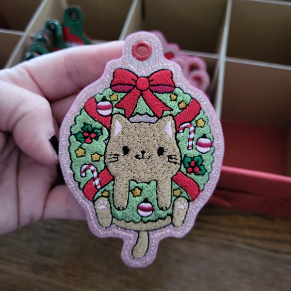 Wreath Cat Ornament