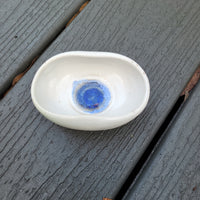 Blue Glass, White flattened sides Bowl