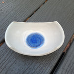 Blue Glass, White flattened sides tray