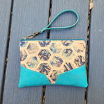 Hexi/Aqua,Gold Fleck, Cork Clutch