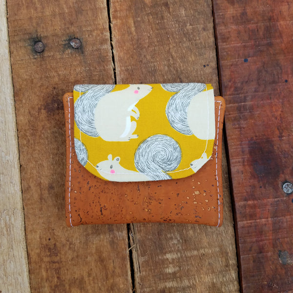 Mini Cork Slimline Wallet: Squirrels