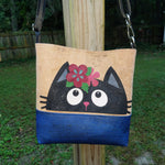 Cat & Flowers Cork Open Top Crossbody