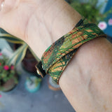 Peacock Feathers/Ocean Cork Wrap Bracelet - SM