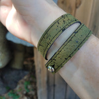 Olive & Gray Cork Wrap Bracelet - SM