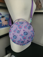 Roses, vinyl, Round Crossbody Bag