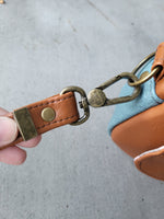 COOS/brown/blue Vinyl, itty bitty Bowler Bag