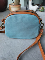 COOS/brown/blue Vinyl, itty bitty Bowler Bag