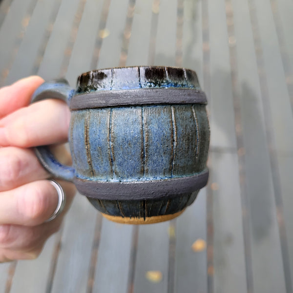 Blue, itty bitty Barrel Mug