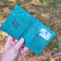 Aqua/Gold Slim Cork Wallet