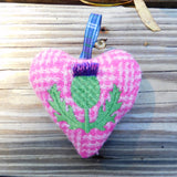 Thistle Embroidery Harris Tweed Heart Ornament