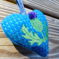 Thistle Embroidery Harris Tweed Heart Ornament