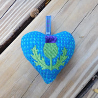 Thistle Embroidery Harris Tweed Heart Ornament