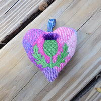 Thistle Embroidery Harris Tweed Heart Ornament