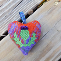 Thistle Embroidery Harris Tweed Heart Ornament