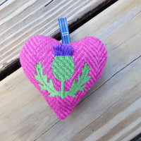 Thistle Embroidery Harris Tweed Heart Ornament
