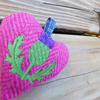 Thistle Embroidery Harris Tweed Heart Ornament