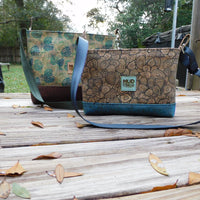 Black Doodles & Blue Cork Shoulder Bag