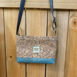 Black Doodles & Blue Cork Shoulder Bag