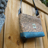 Black Doodles & Blue Cork Shoulder Bag