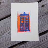 T.A.R.D.I.S. (Orange)  Block Print