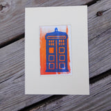 T.A.R.D.I.S. (Orange)  Block Print