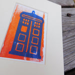T.A.R.D.I.S. (Orange)  Block Print