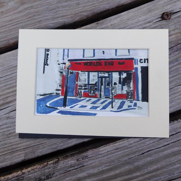 The World's End Bar Block Print