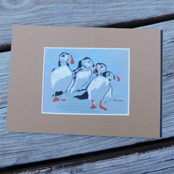 Puffins Block Print