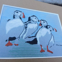 Puffins Block Print