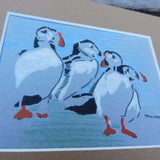 Puffins Block Print