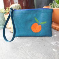 Teal Blue & Orange Cork Clutch