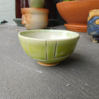 Green with etched lines Bowl