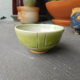 Green with etched lines Bowl