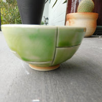 Green with etched lines Bowl