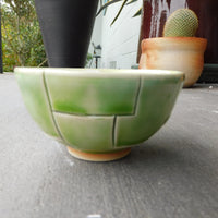 Green with etched lines Bowl