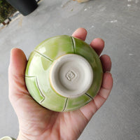 Green with etched lines Bowl