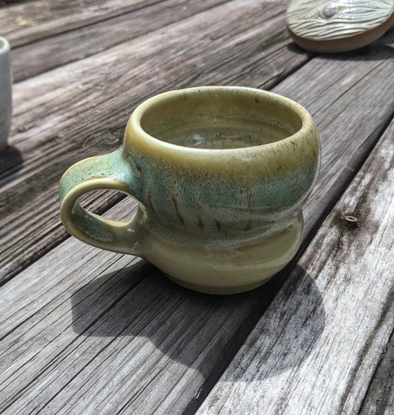 Curvy Green/ Blue Glaze Mug